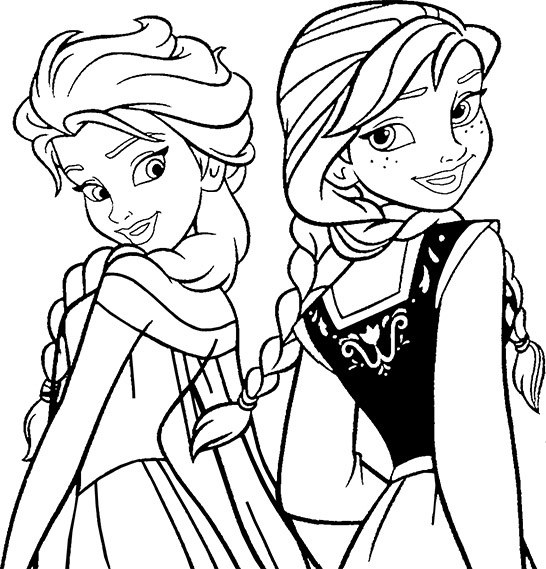 546x569 Anna And Elsa Coloring Pages 12 Free Printable Disney Frozen