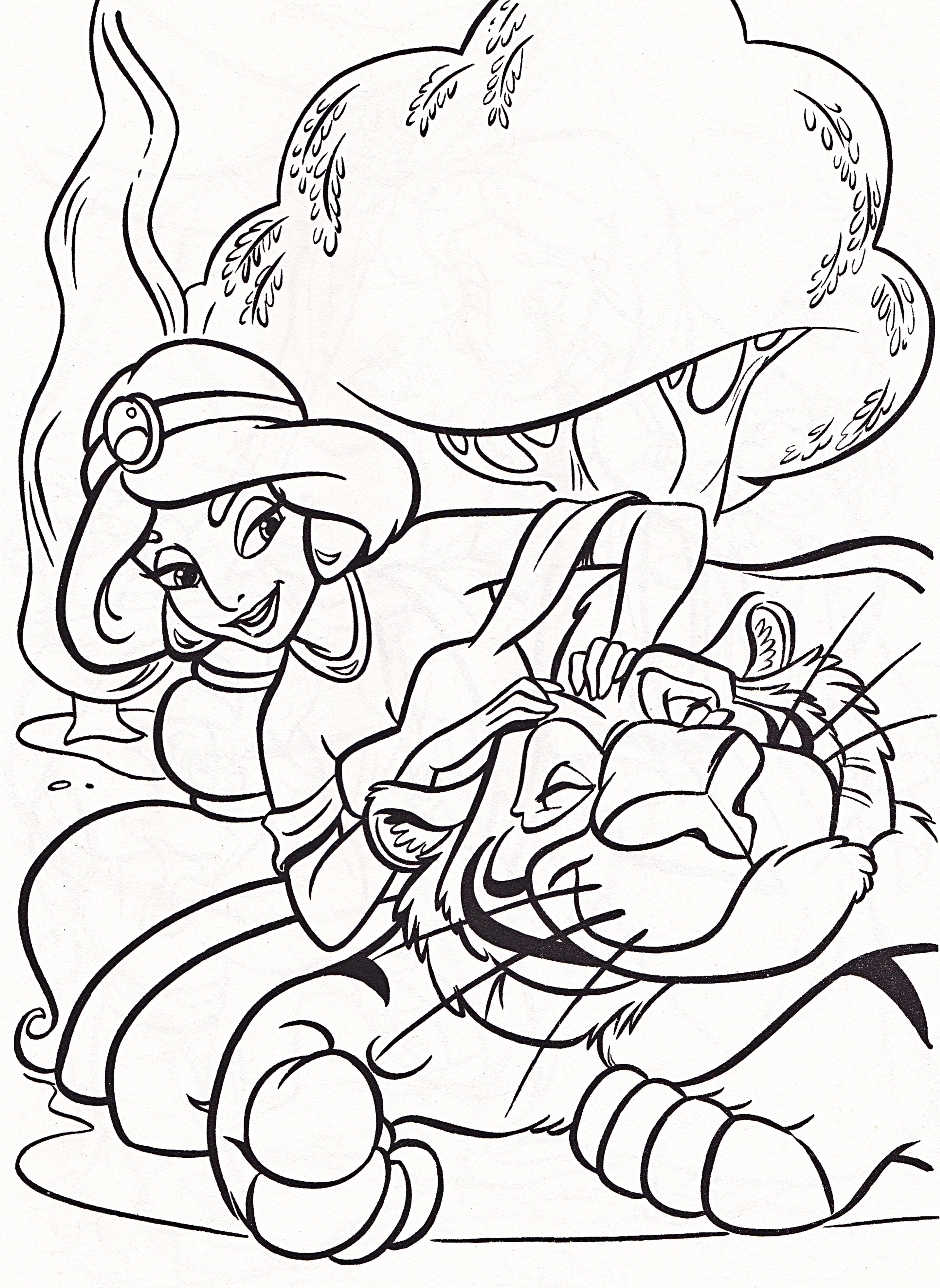 3651x5000 Walt Disney Coloring Pages Princess Jasmine Rajah Walt Disney