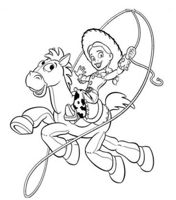 600x678 Jessie And Bullseye Lasso Toy Story 3 Coloring Pages Coloring 4