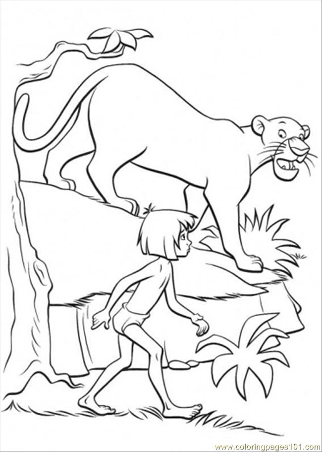 650x912 Bagheera And Mowgli Coloring Page