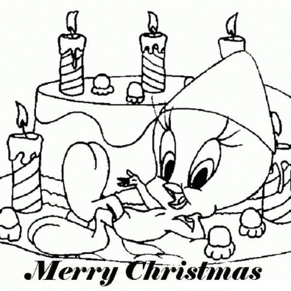 600x600 Merry Christmas By Tweety Disney Coloring Page