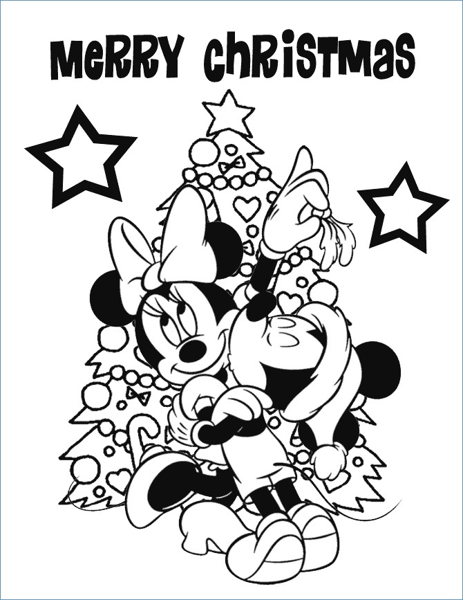 670x867 Mickey Minnie Mouse Disney Merry Christmas Coloring Page