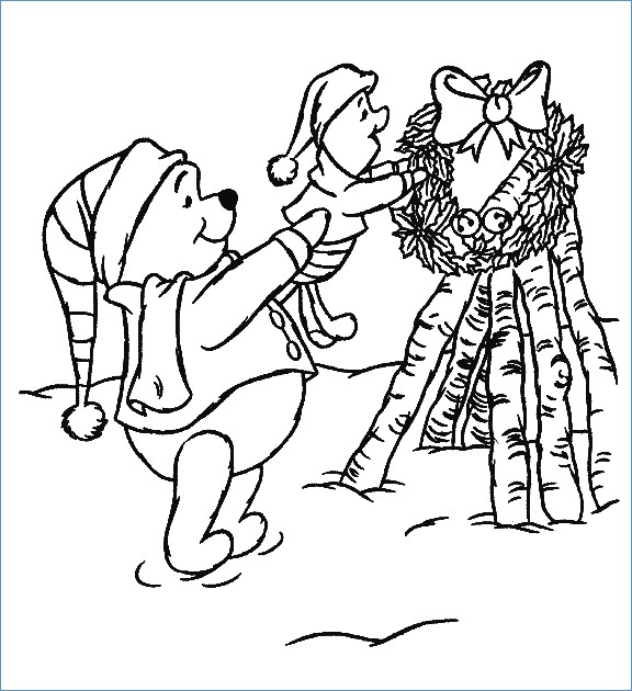 576x630 Winnie The Pooh Disney Merry Christmas Coloring Page