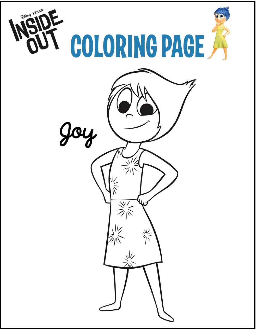 986x1263 Joy From Inside Out Coloring Page Animation Series Coloring