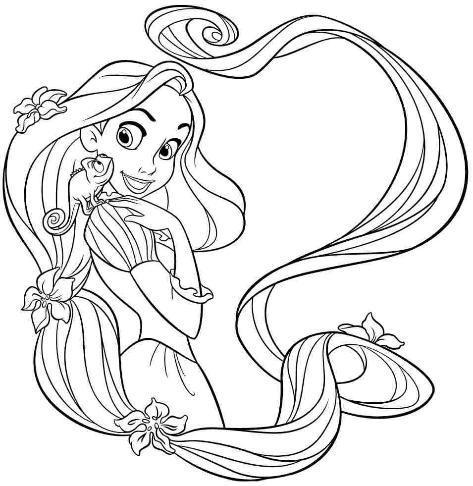 955x981 Disney Princess Rapunzel Coloring Sheets Free For Preschool