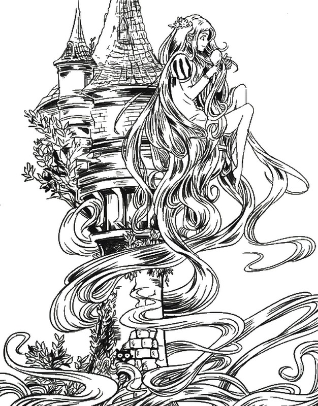 626x800 Adult Coloring Page Princesses Rapunzel 15