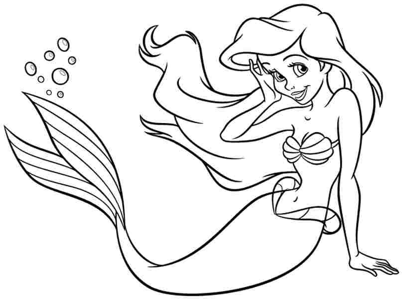 807x600 Free Coloring Pages Free Disney Princess Ariel For Kids For Kids