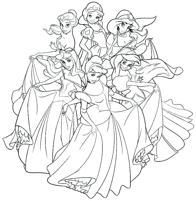 666x681 Disney Princesses Coloring Page Princess Coloring Pages Princess