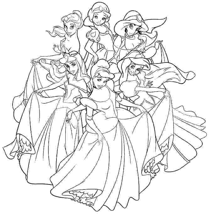 666x681 Disney Princesses Coloring Page Coloring Games Princess Coloring