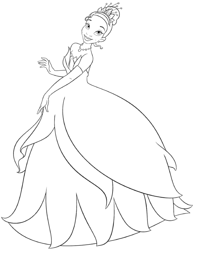 673x857 Disney Princess Tiana Printable Coloring Pages Disney Princesses