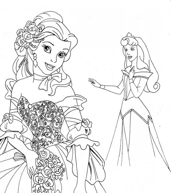 600x679 Top 10 Belle Coloring Pages Templates And Images For Kids
