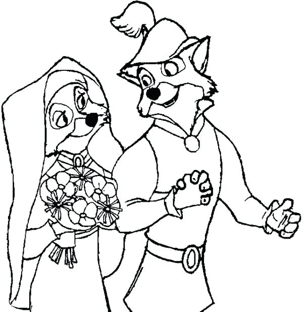 600x617 Disney Wedding Coloring Pages Robin Hood Wedding Day Coloring