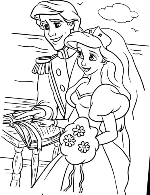 522x677 Disney Ariel And Eric Coloring Pages