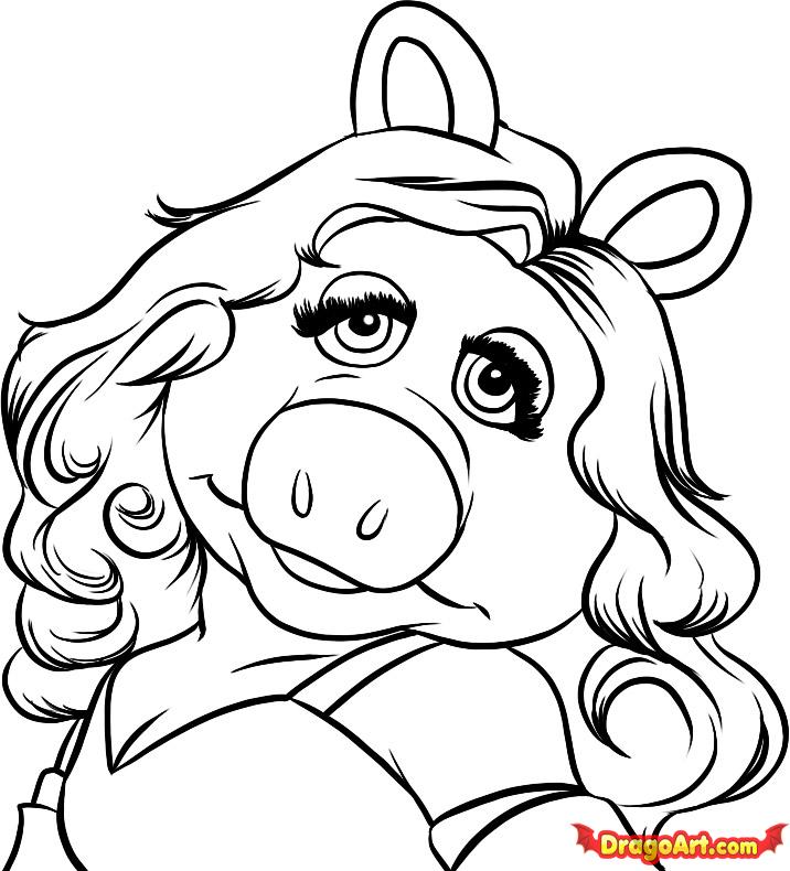 716x790 Mrs Piggy Coloring Pages Miss Piggy Curly Hair Coloring Page Diva