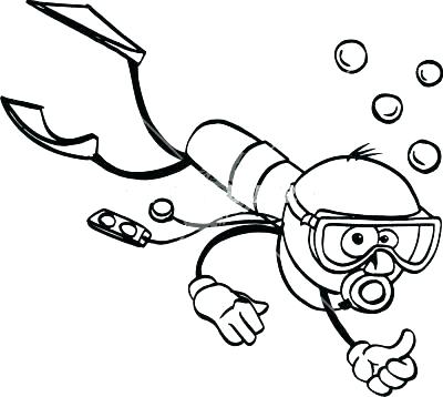 400x358 Scuba Diver Colouring Page Coloring Stick Cartoon Misc Sport