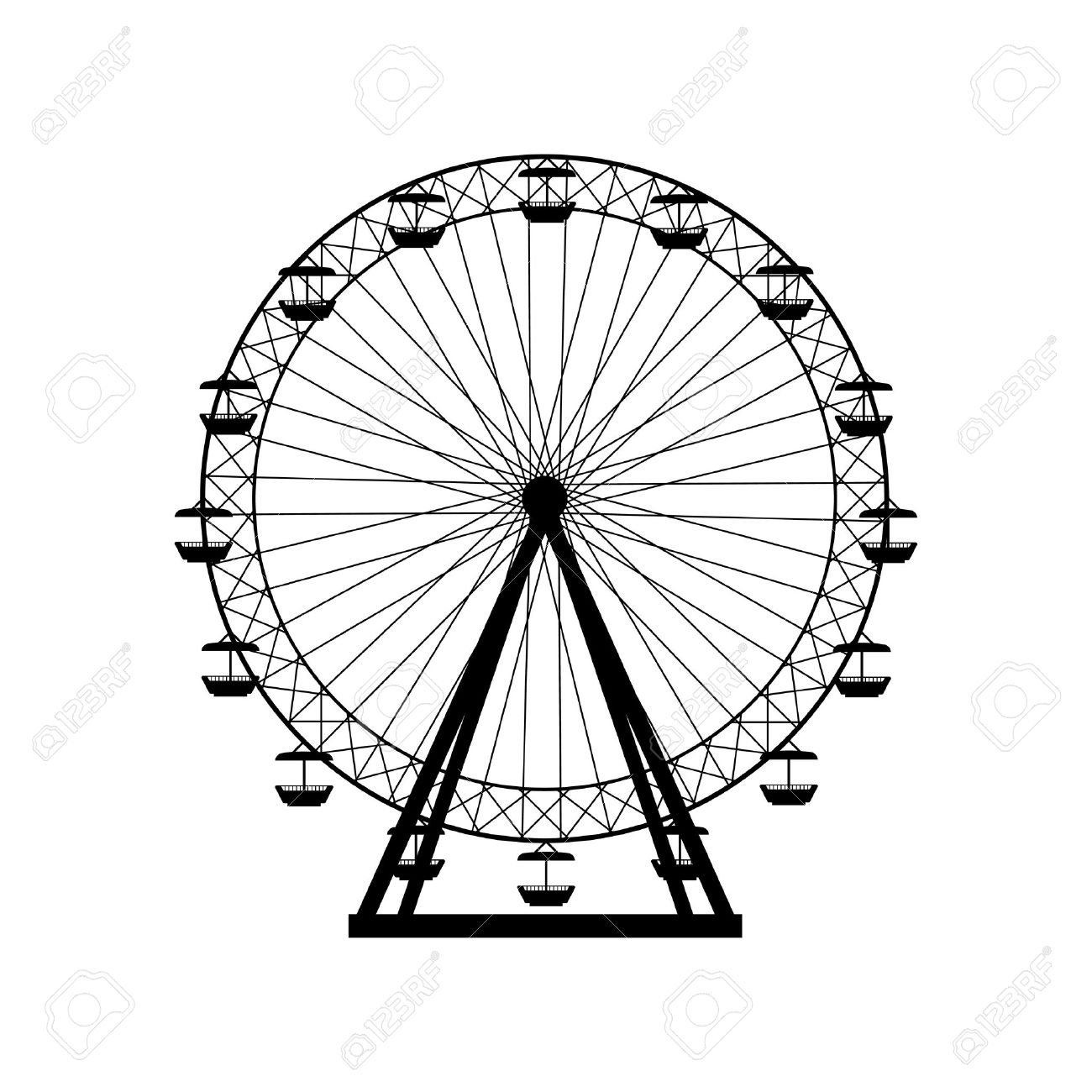 1300x1300 Drawn Ferris Wheel Scene Divergent Many Interesting Cliparts