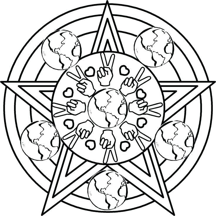 736x736 Diversity Coloring Pages Peace Love Full Peace Sign Coloring Page