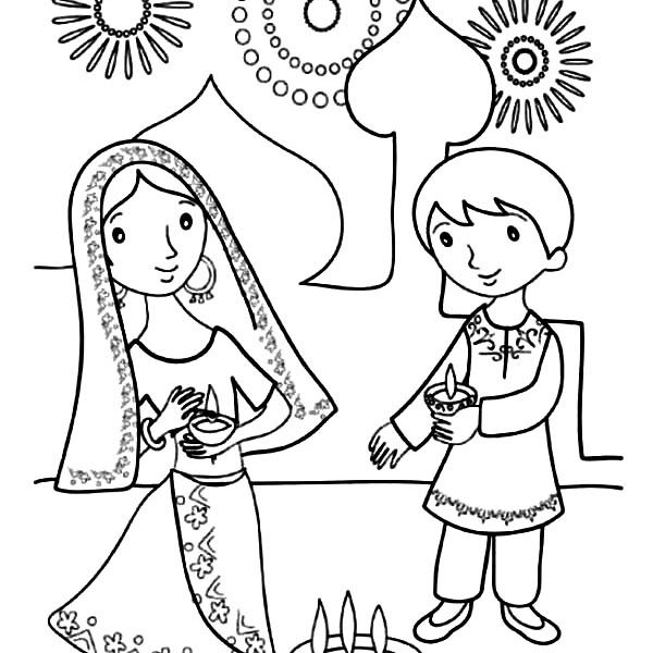 600x600 Colouring Pictures Of Diwali Lamps