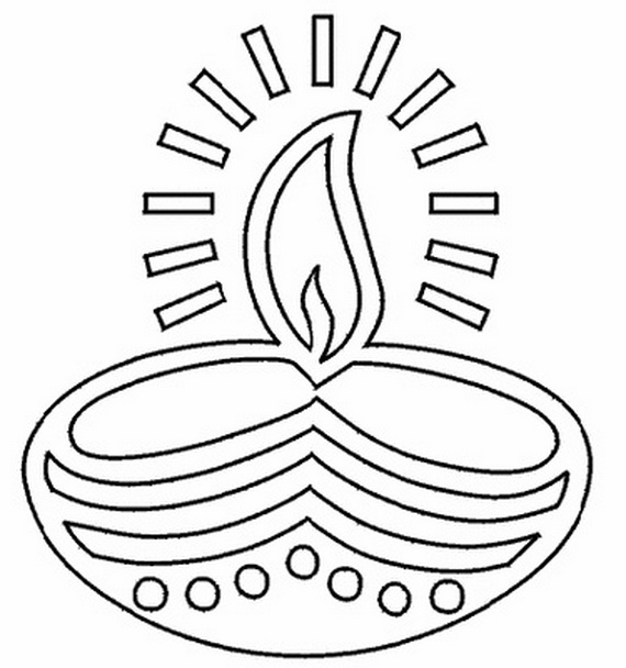 570x608 Diwali Diya Coloring Printables