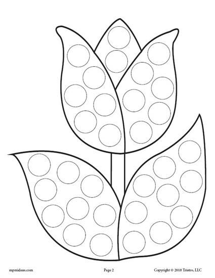 425x550 12 Spring Do A Dot Printables Tulips Flowers, Motor Skills
