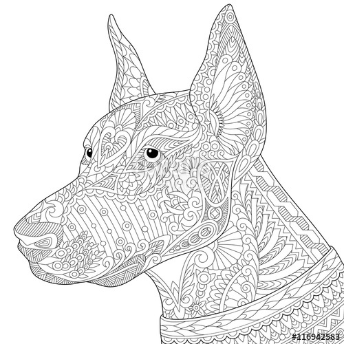 500x500 Stylized Doberman Pinscher Dog, Isolated On White Background