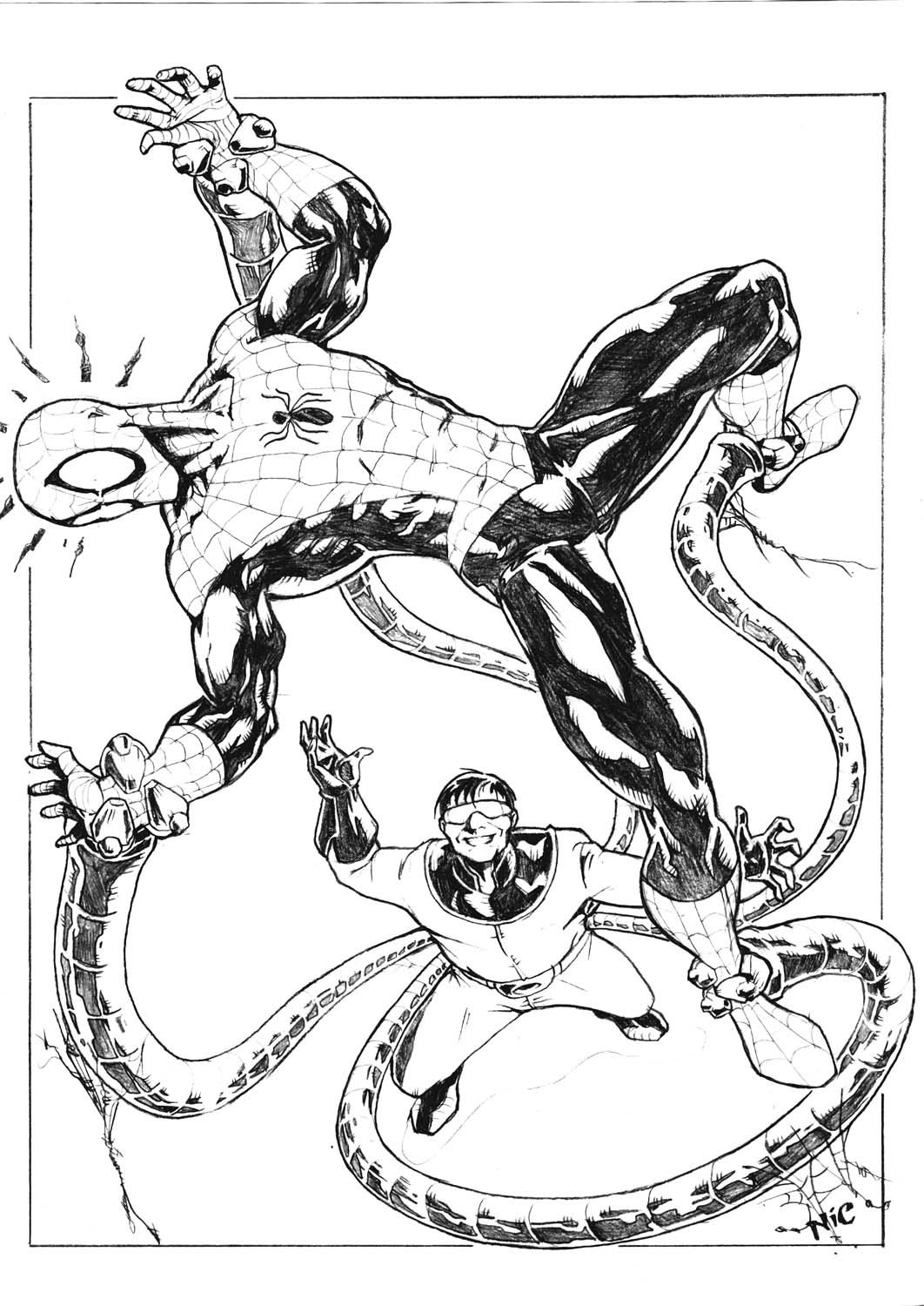 1062x1500 Spiderman Vs Doc Ock By Nicojeremia Devia On Dr Octopus Coloring