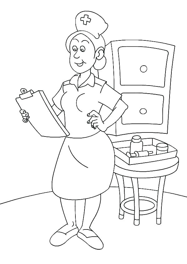600x849 Nurse Coloring Page Doctor Coloring Pages For Preschool Simple