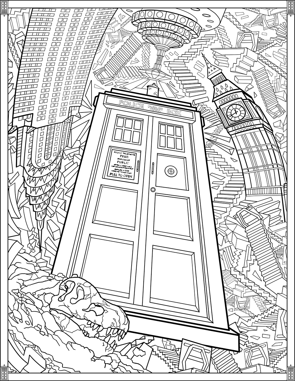 1000x1294 Tardis Coloring Page Doctor Who Pages Printable The Colouring