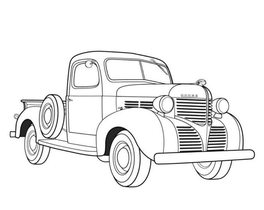 905x719 Dodge Pickup 1939 Old Car Coloring Pages Free Online Cars