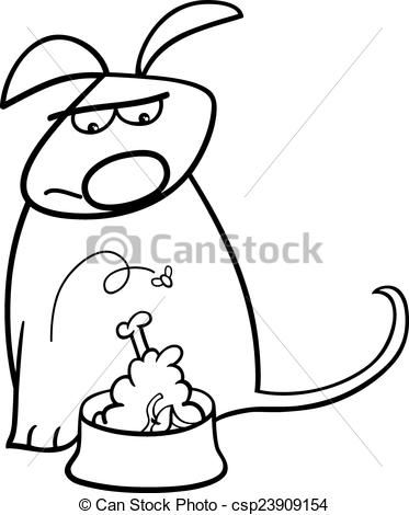 373x470 Dog And Nasty Food Coloring Page. Black And White Cartoon