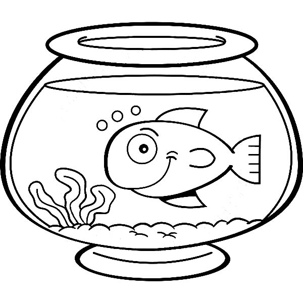 600x600 Smiling Fish In Fish Bowl Coloring Page
