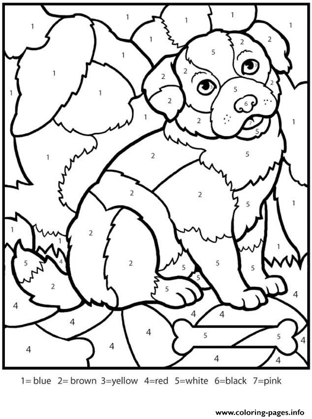 634x852 Color By Numbers Adult Worksheets Dog Coloring Pages Printable