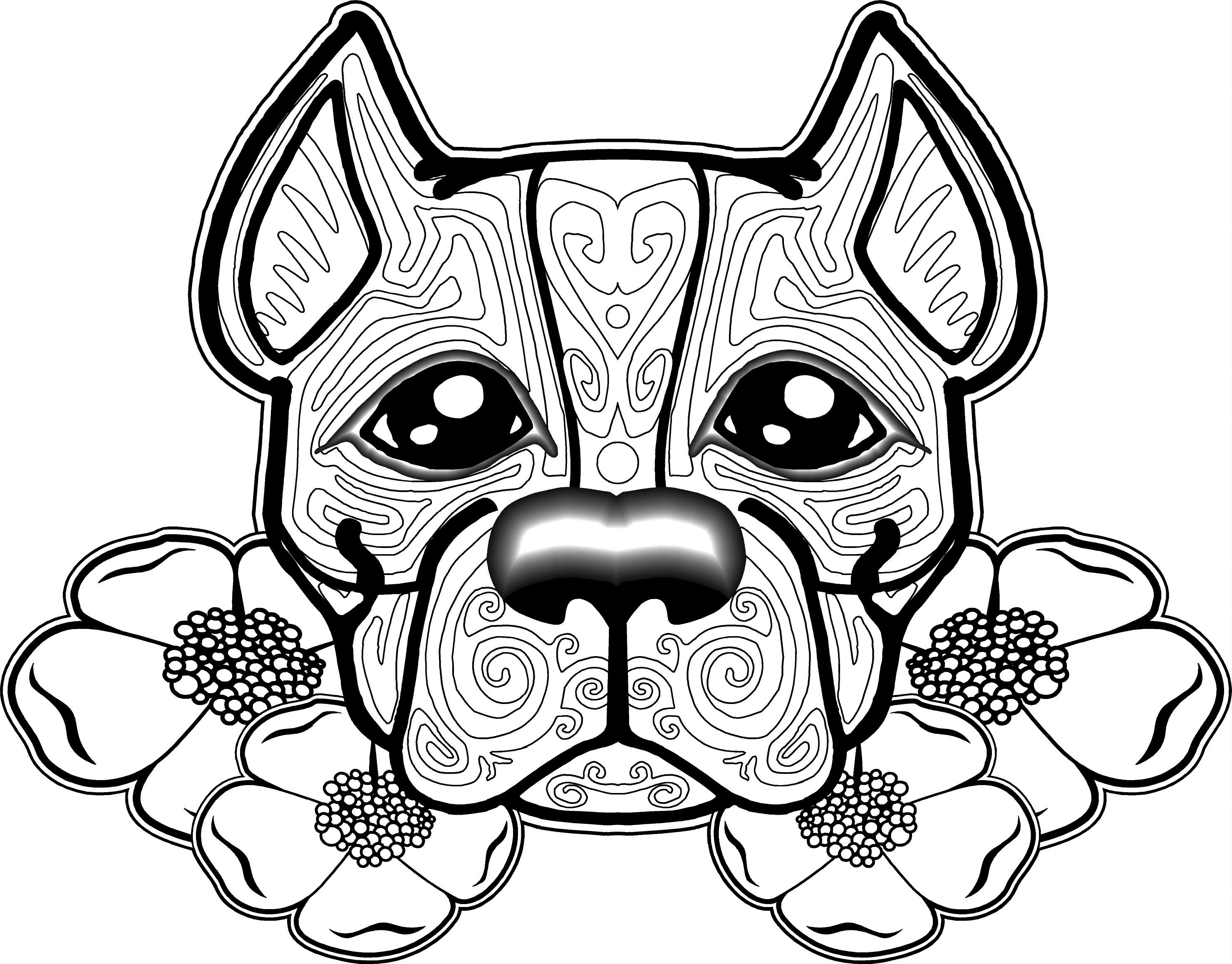2961x2317 Pitbull Coloring Pages Free Dog For Adults Free Printable Coloring