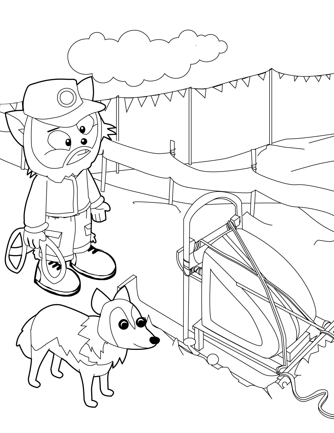 1275x1650 Dog Sled Racer Coloring Page