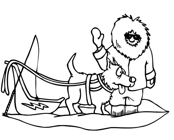 600x486 Eskimo Girl And Dog Sled Coloring Pages Eskimo Girl And Dog Sled