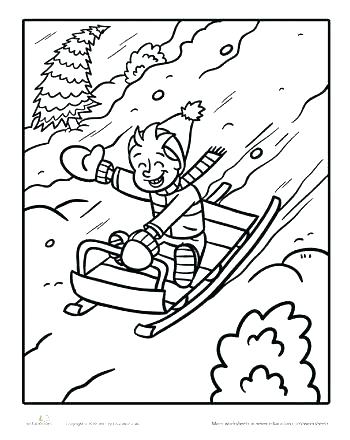 350x440 Sled Coloring Pages Sled Coloring Page Sledding Coloring Pages