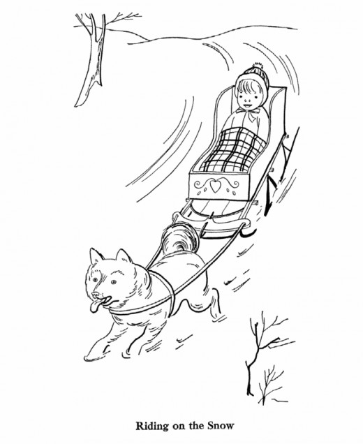 520x636 Sled Dog Racing Colour, Dog Sled Coloring Pages