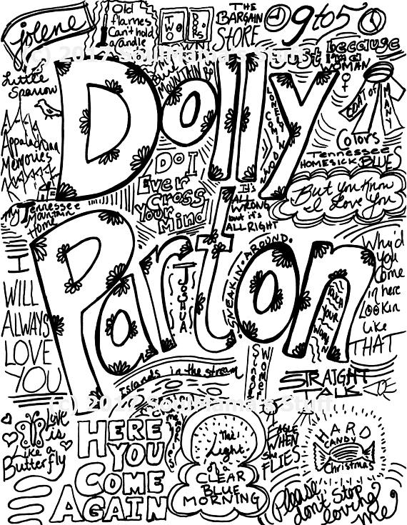 570x735 Dolly Parton Coloring Page Ladies Of Song Digital Download
