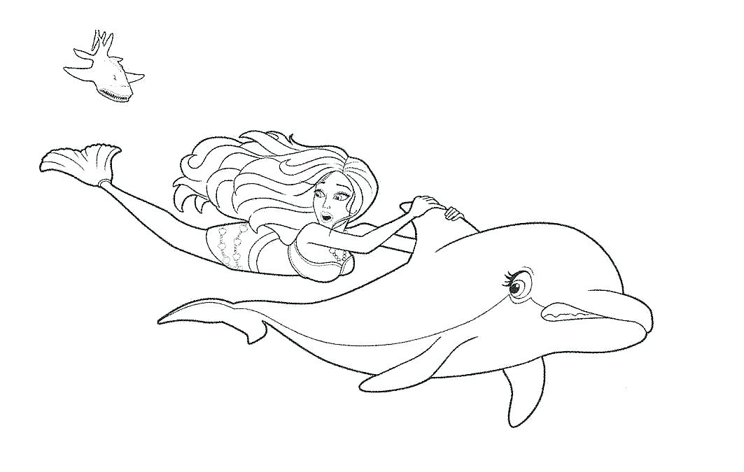 1063x675 Dolphin Printable Colouring Pages Barbie Mermaid Coloring Page