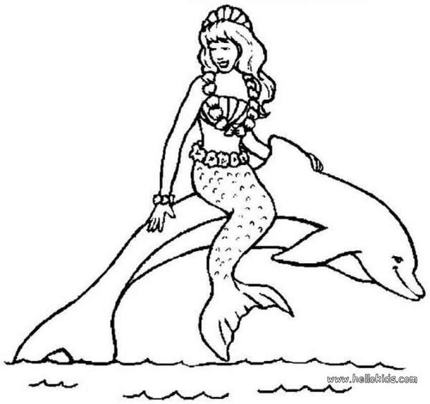 620x582 Dolphin And Mermaid Coloring Pages