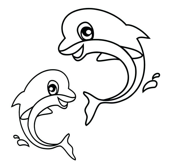 600x550 Dolphin Color Page Sea Animals Two Baby Dolphin In Action Free