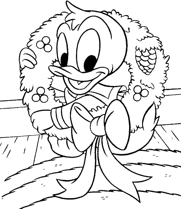 600x694 Baby Donald Duck Happy Merry Christmas Coloring Pages