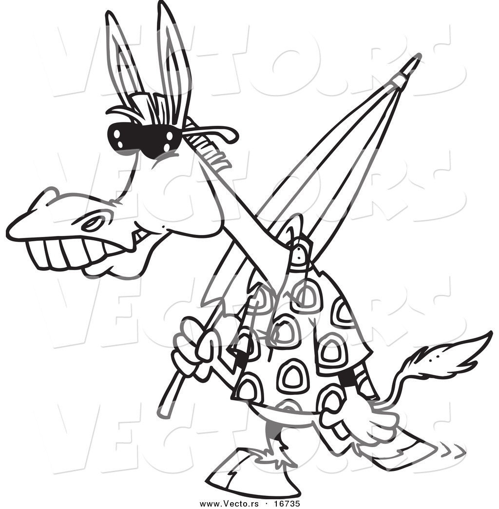 1024x1044 Vector Of A Cartoon Summer Donkey Carrying A Beach Umbrella