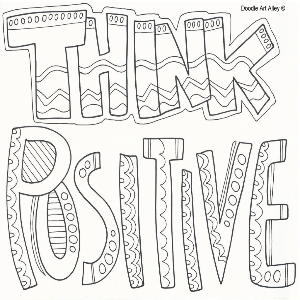 1024x1024 Positive Coloring Pages With Quote Doodle Art Alley