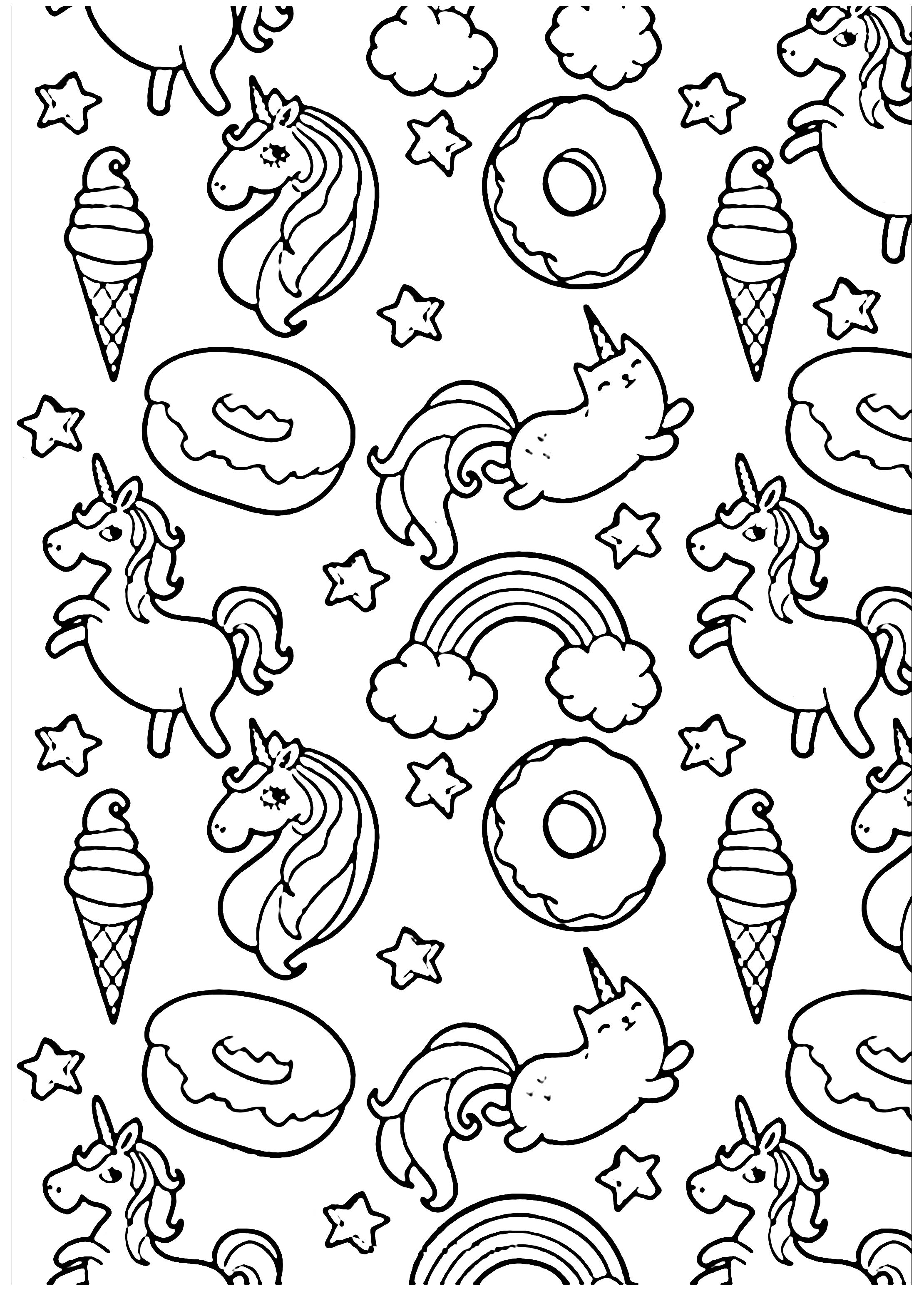 2220x3101 Pusheen Donuts And Unicorn