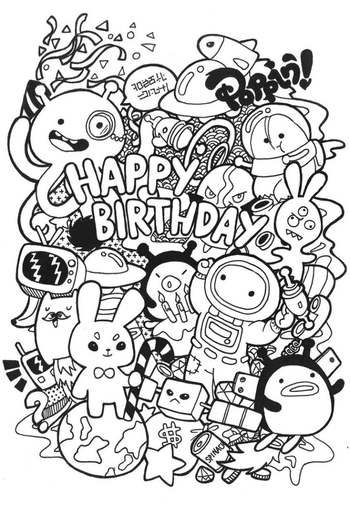711x1024 Doodle Coloring Pages Happy Birthday Doodle