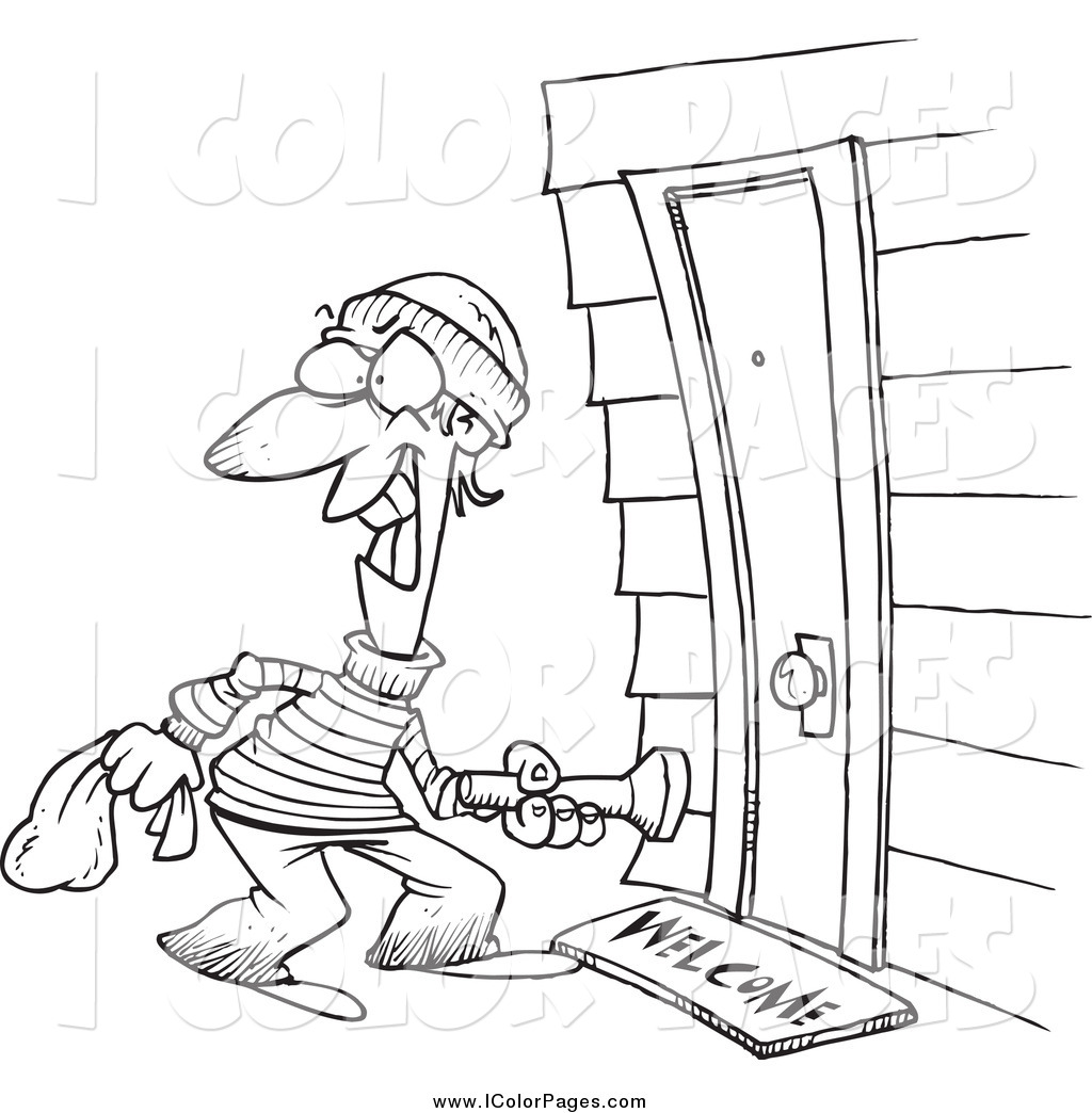 1024x1044 Practical Robber Coloring Pages Page Of A Black And White Grinning