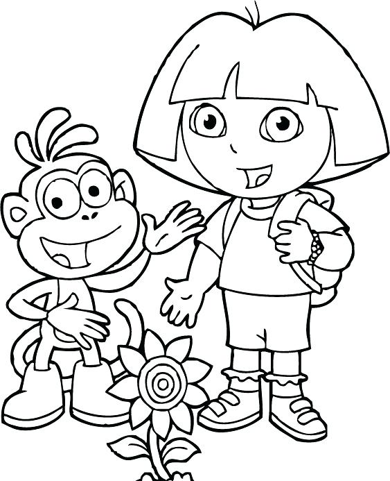 563x693 Dora Coloring Pages Free And Friends With Flowers Coloring