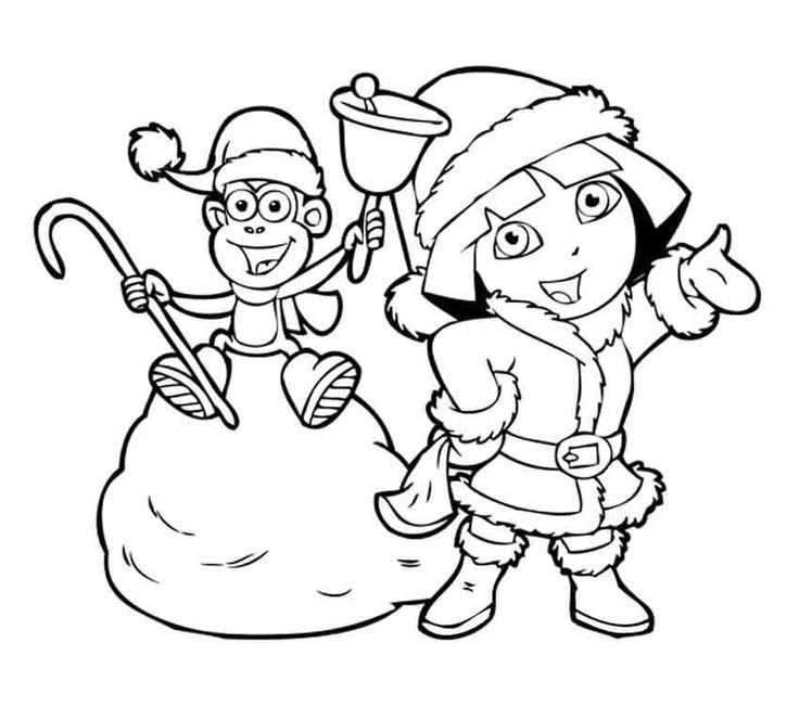 Dora Christmas Coloring Pages