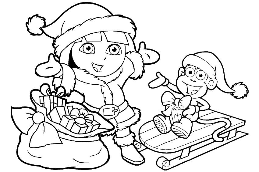 850x567 Dora The Explorer Christmas Coloring Pages